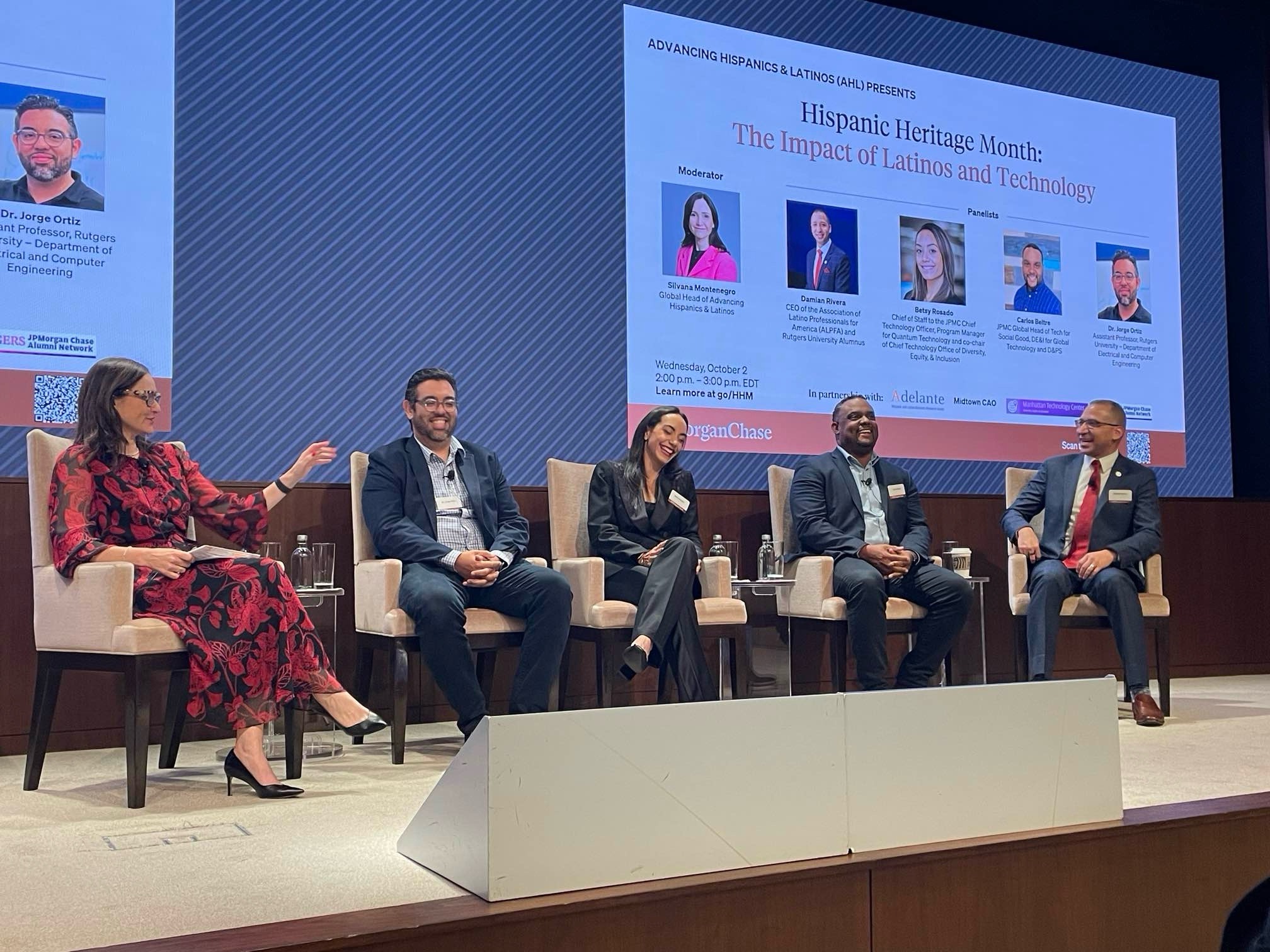 Betsy Rosado with fellow speakers at the Hispanic Heritage Month technology panel